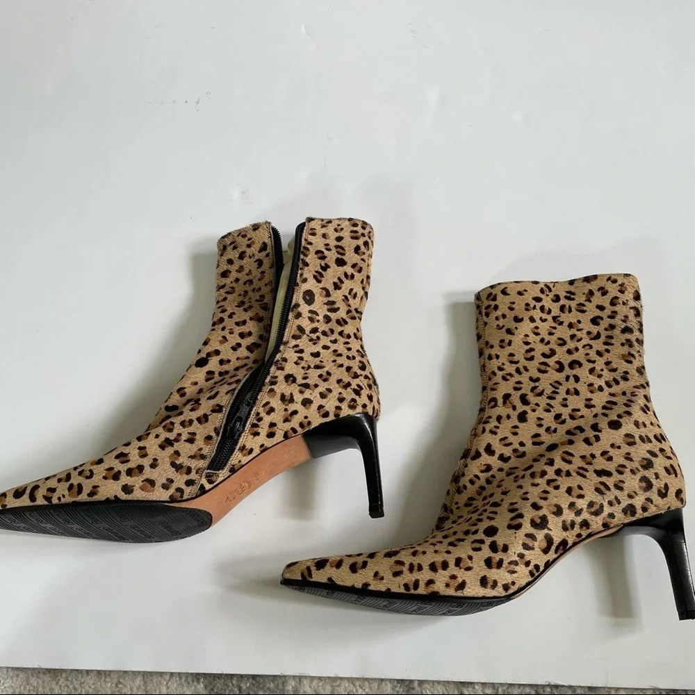Bernardo Calf Hair Leopard Print Stiletto Boots - Picture 6 of 15